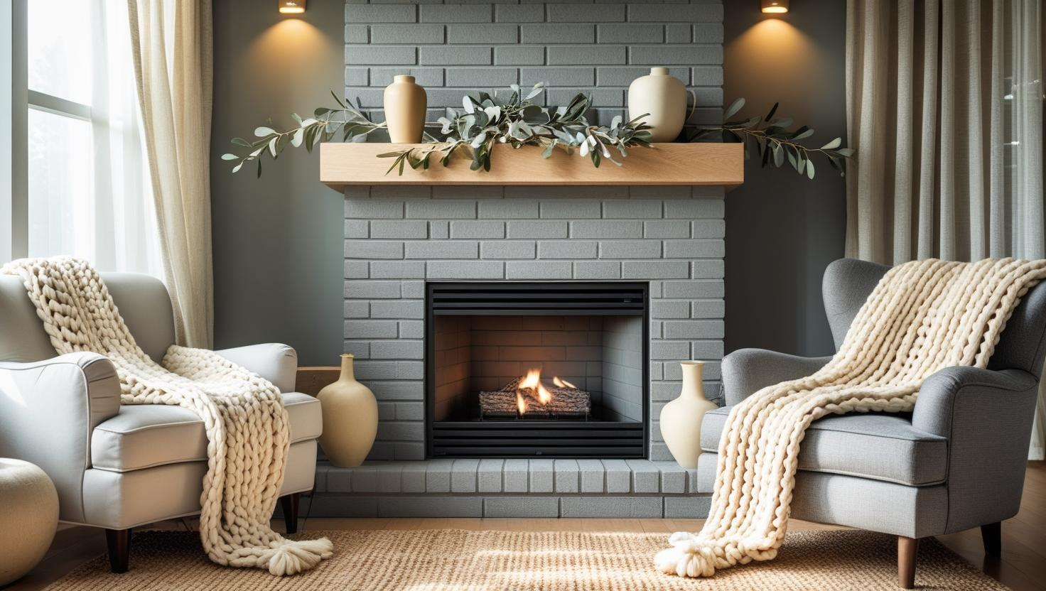 Gray Brick Fireplace