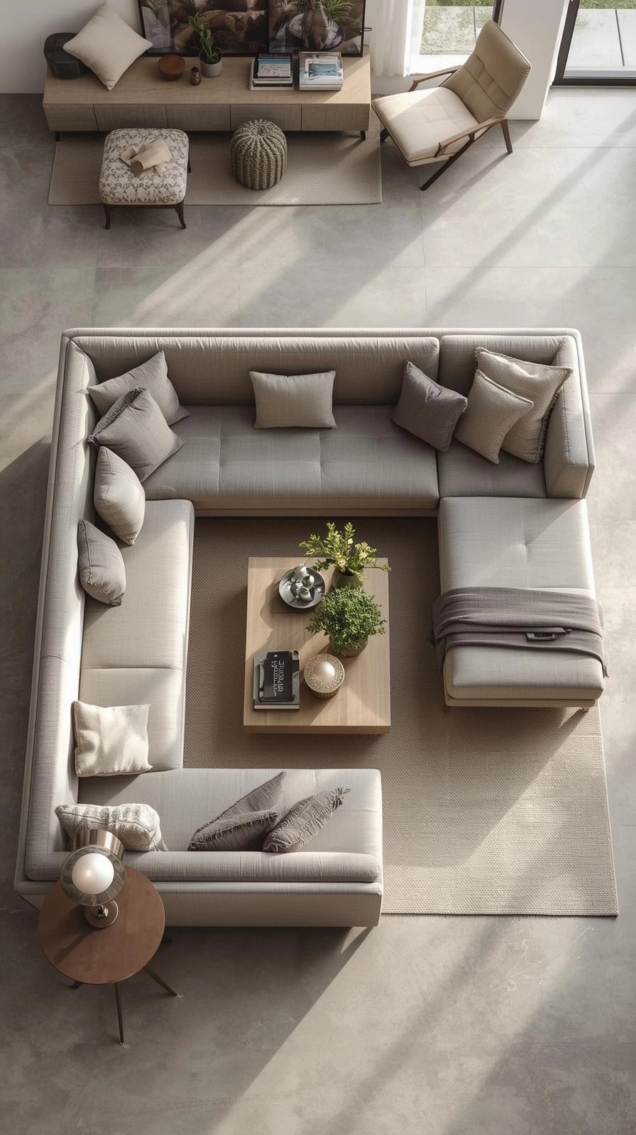 Daybed as couch living room styled with a chaise lounge in an L-shape to mimic a sectional sofa.