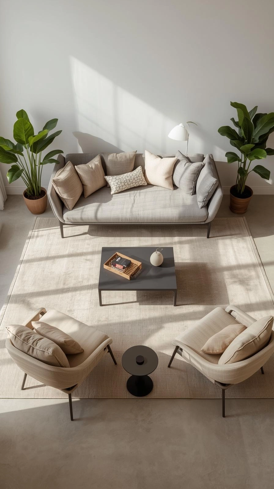 Daybed as couch living room paired with two side chairs and coffee table for a balanced setup.