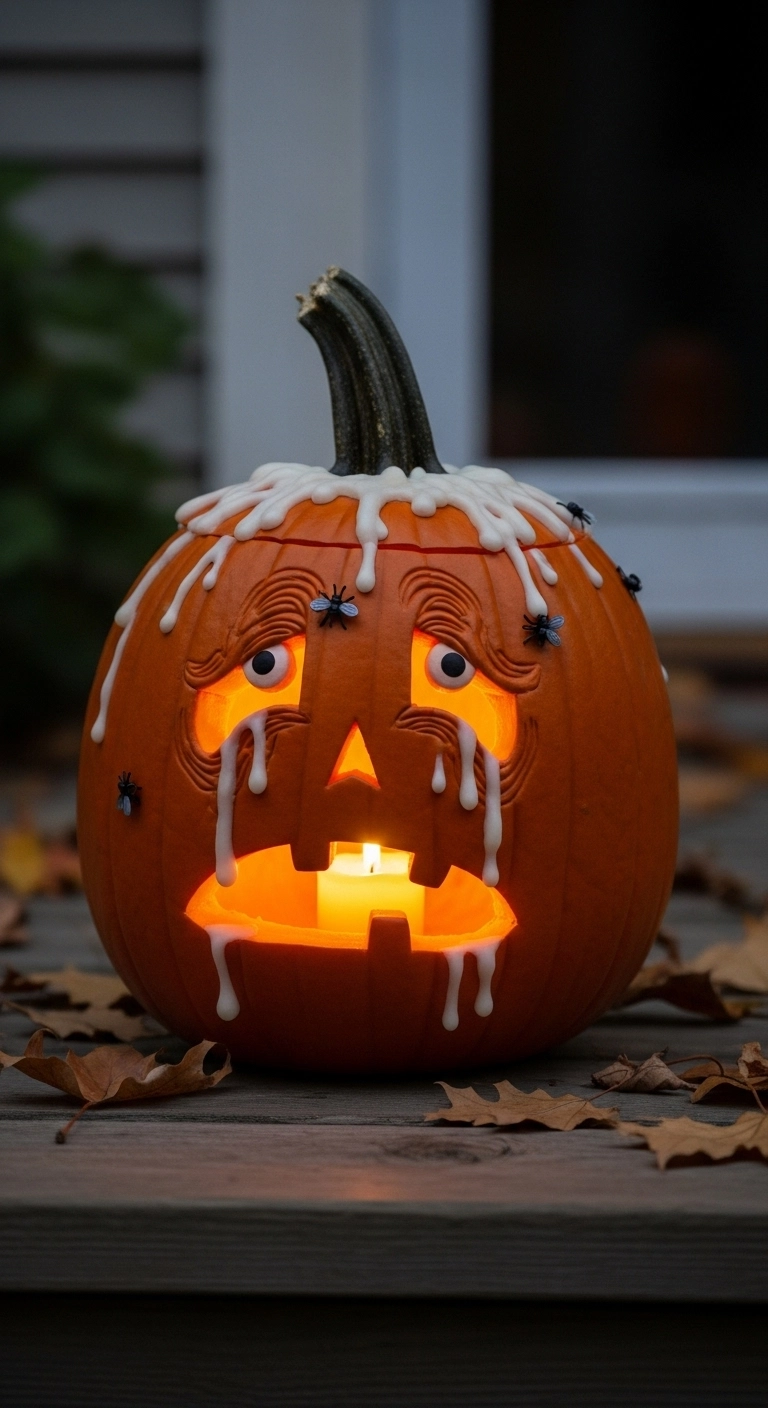 Melting Pumpkin – Creative Crazy Pumpkin Carving Design Idea